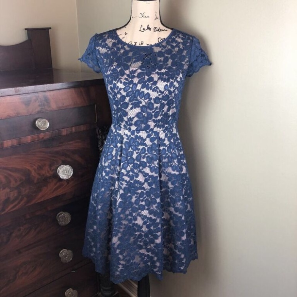 ELIZA J Cap Sleeve Lace Fit & Flare Dress 4P - Picture 1 of 5